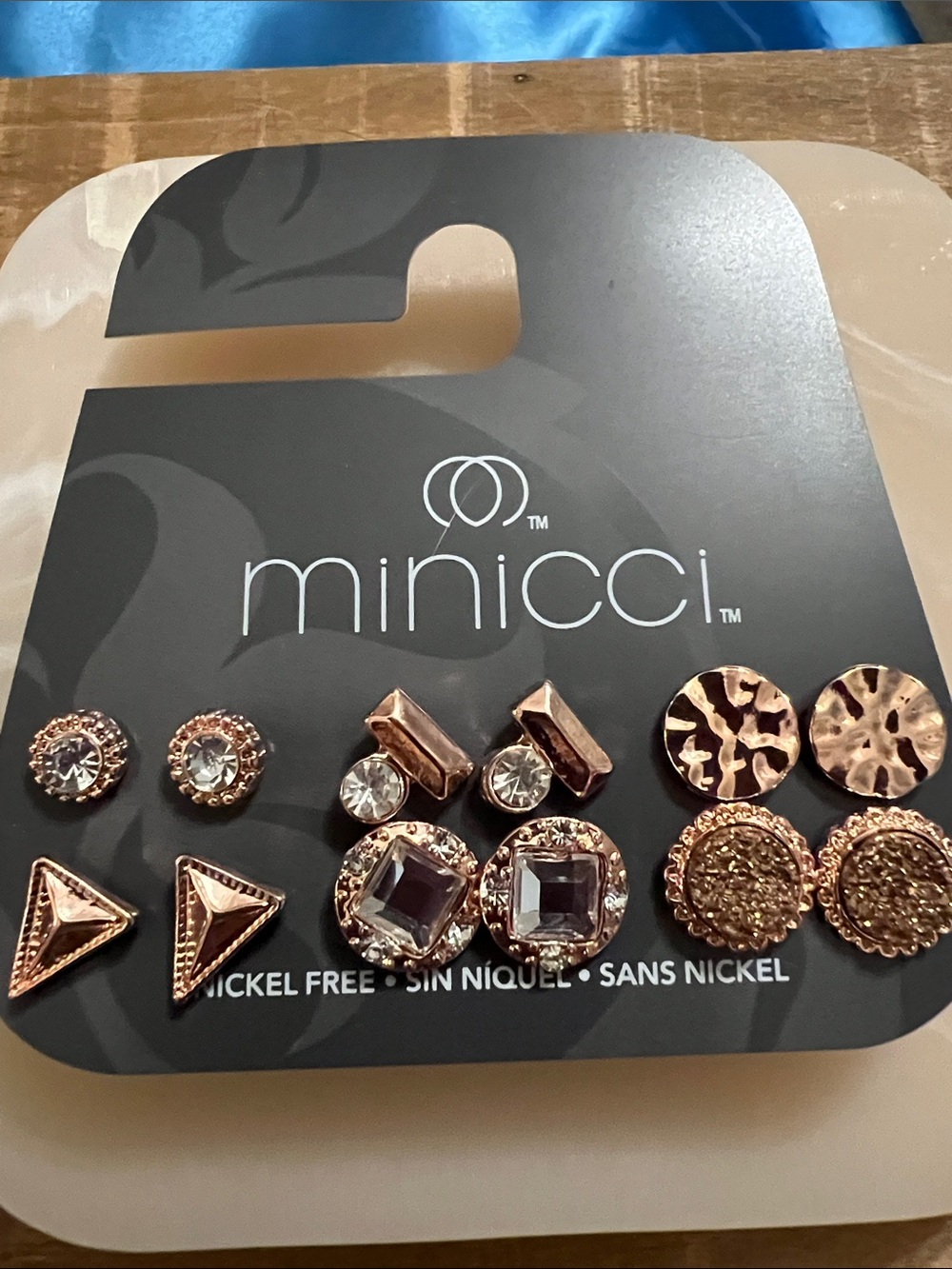 3/$18 Minicci Rose Gold Stud Earring Set - Mixed Shapes Lot 138